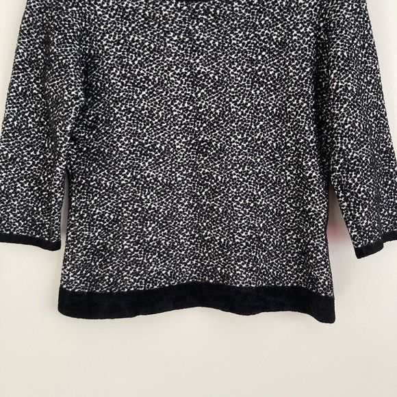 Anthropologie Moth Lana Pullover Sweater Size Medium Black Back Zip 3/4 Sleeve - Picture 3 of 9